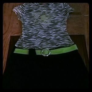 A black white and green dress